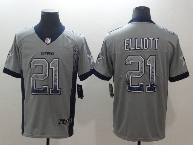 Men Dallas cowboys #21 Elliott Grey Drift Fashion Blue New Nike Limited NFL Jerseys